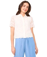 CeCe Women's Lace Short-Sleeve Shirt