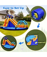 Inflatable Bouncy House with Slide and Splash Pool without Blower