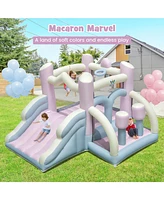 Inflatable Kids Bounce House with Slide & Boxing Columns Fun Bouncy Castle for Parties & Playtime