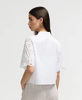 Nvlt Women s Embroidered Scallop Edge Shirt