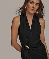 Donna Karan New York Women's Draped Faux-Wrap Gown