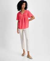 Tommy Hilfiger Women's Gingham Pintucked Top