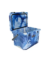 Camp-zero 20 | 21 Qt. Premium Cooler with 4 Molded-In Cup Holders and Folding Aluminum Comfort Grip Handle | Blue Swirl
