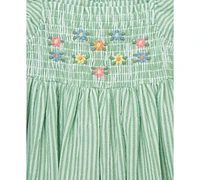 Little Me Baby Girls Cotton Embroidered Sundress & Diaper Cover, 2 Piece Set