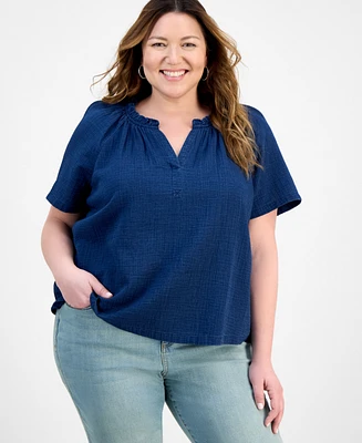Style & Co Plus Short Sleeve V-Neck Top, Exclusively at Macy's