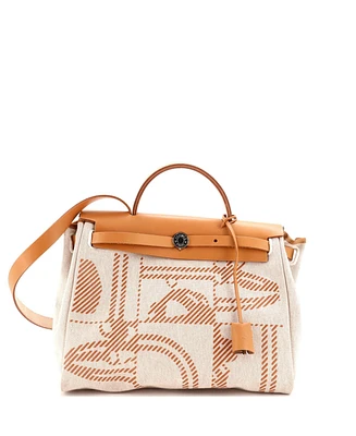 Pre-Owned Hermes 31 Herbag Zip Relief Brides de Gala Toile and Leather