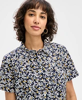 Nautica Jeans Women's Daisy-Print Cotton Camp Shirt