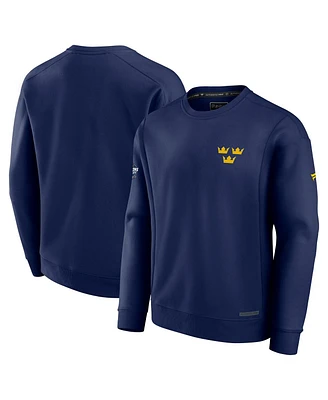 Fanatics Men's Athletic Navy Sweden 2025 4 Nations Face-Off Authentic Pro Fleece Pullover Sweatshirt