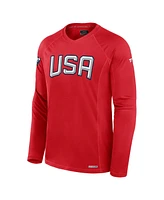 Fanatics Men's Athletic Red Usa 2025 4 Nations Face-Off Authentic Pro Long Sleeve Tech T-Shirt