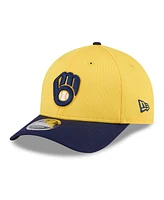 New Era Men's Gold/Navy Milwaukee Brewers 2025 Spring Training 9FORTY Adjustable Hat