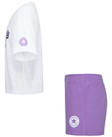 Converse Big Girls 2-Piece Boxy Short Sleeve T-Shirt and Shorts Set