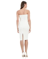 ivy + blu Women's Embellished 3D Floral Applique Strapless Dress