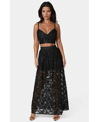 Bebe Women's 2 Piece Embroidery Gown