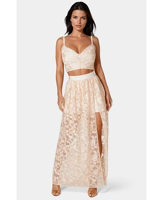Bebe Women's 2 Piece Embroidery Gown