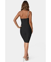 bebe Women's Embellished Crystal Corset Bandage Dress