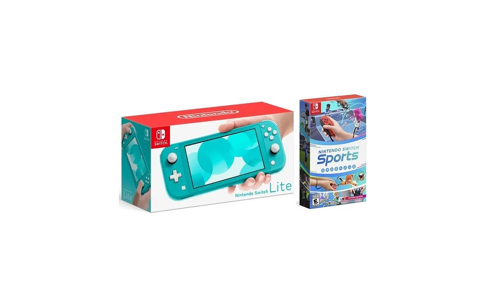 Nintendo Switch Lite Turquoise With Nintendo Sports Bundle