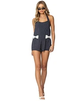 Edikted Womens Lena Polka Dot Halter Neck Romper