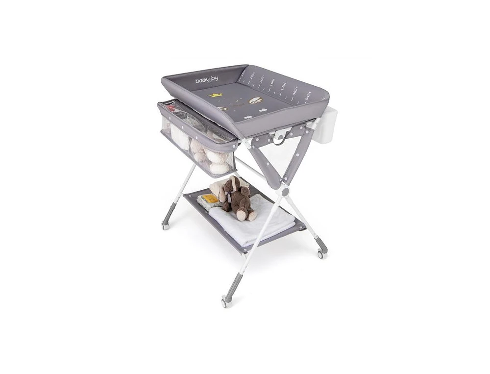 Portable Baby Changing Table with 3-Level Adjustable Height Convenient and Comfortable for Diapering on the Go