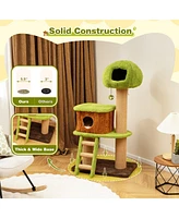 Cute Cat Tree for Indoor Cats with Mushroom-Shaped Nest Condo & Climbing Ladder Cozy & Fun Playhouse