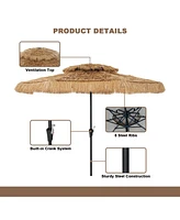 Ft. Outdoor Double Top Hawaiian Style Thatch Umbrella