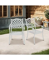 Patio Dining Chairs 2PCS Cast Aluminum Furniture Outdoor Metal Garden Chair for Indoor Bistro Balco