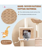 Cattail Cat Tower with Sisal Scratching Posts, Perch & Condo Cozy Multi-Level Playhouse for Cats