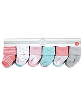 Luvable Friends Cotton Rich Baby Terry Socks 24-Pack, Coral Dots, 6-12 Months