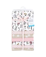 Hudson Baby Infant Girl Cotton Poly Flannel Receiving Blankets Bundle, Dandelion Wish, One Size