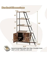 Large Cat Litter Box Enclosure with Storage & Ladder Shelf Stylish & Functional Hidden Litter Cabinet