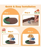 Mushroom Cat Bed with Cat Claw Scratcher & Wide Scratch Panel Cozy & Fun Playhouse for Cats