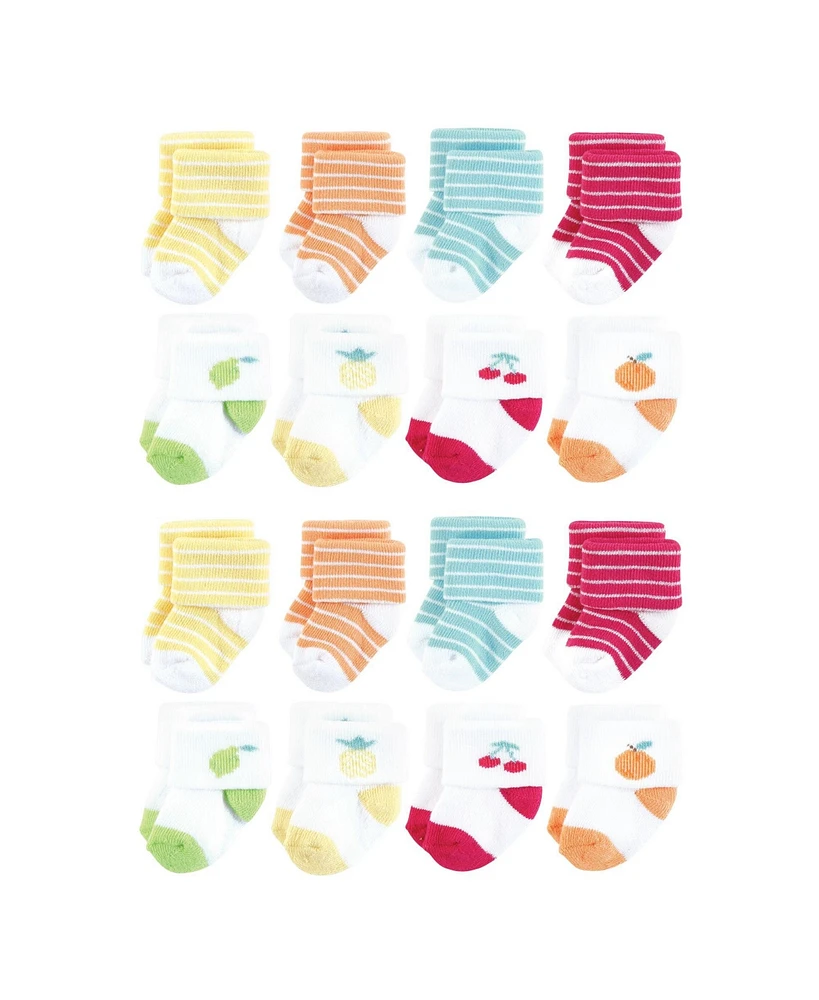 Hudson Baby Cotton Rich Terry Socks 16-Pack, Fruity, 0-6 Months