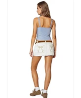 Edikted Womens Bow Denim Mini Skort