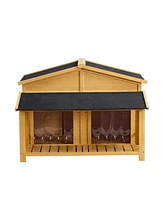 Raised Pet Kennel for Medium Dogs Pine Wood Natural