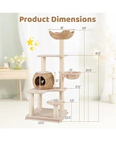 5-Layer Climbing Cat Tree with Scratching Posts & Washable Cushions Multi-Level Fun & Comfort for Cats