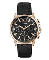 Guess Men's Multifunction Black Genuine Leather Watch