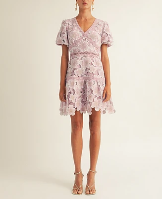 Arose Studio, Inc Women's Sarah Puff-Sleeve Lace Minidress