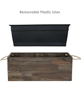 Outdoor Rectangle Acacia Wood Planter Box with Handles - 20.75 Inches Wide - Indoor and Outdoor Use