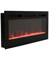 Modern Flame Wall-Mounted or Recessed Indoor Electric Fireplace with Led Lights