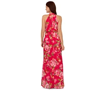 Adrianna Papell Petite Printed Chiffon Ruffle Dress