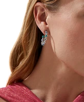Eliot Danori Silver-Tone Small Mixed Stone C-Hoop Earrings, 1", Exclusively at Macy's