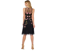 Adrianna Papell Women's Embroidered Beaded Fit & Flare Dress