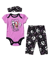 Nightmare Before Christmas Bodysuit Pants and Headband 3 Piece Outfit Set