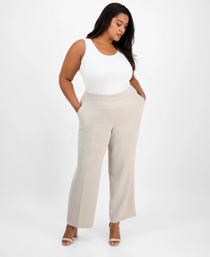 Kasper Plus Mid-Rise Pull-On Pants