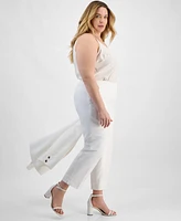 Kasper Plus Linen-Blend Pants