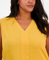 Kasper Plus Sleeveless V-Neck Blouse