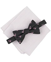 Bar Iii Men's Floral Bow Tie & Solid Pocket Square Set
