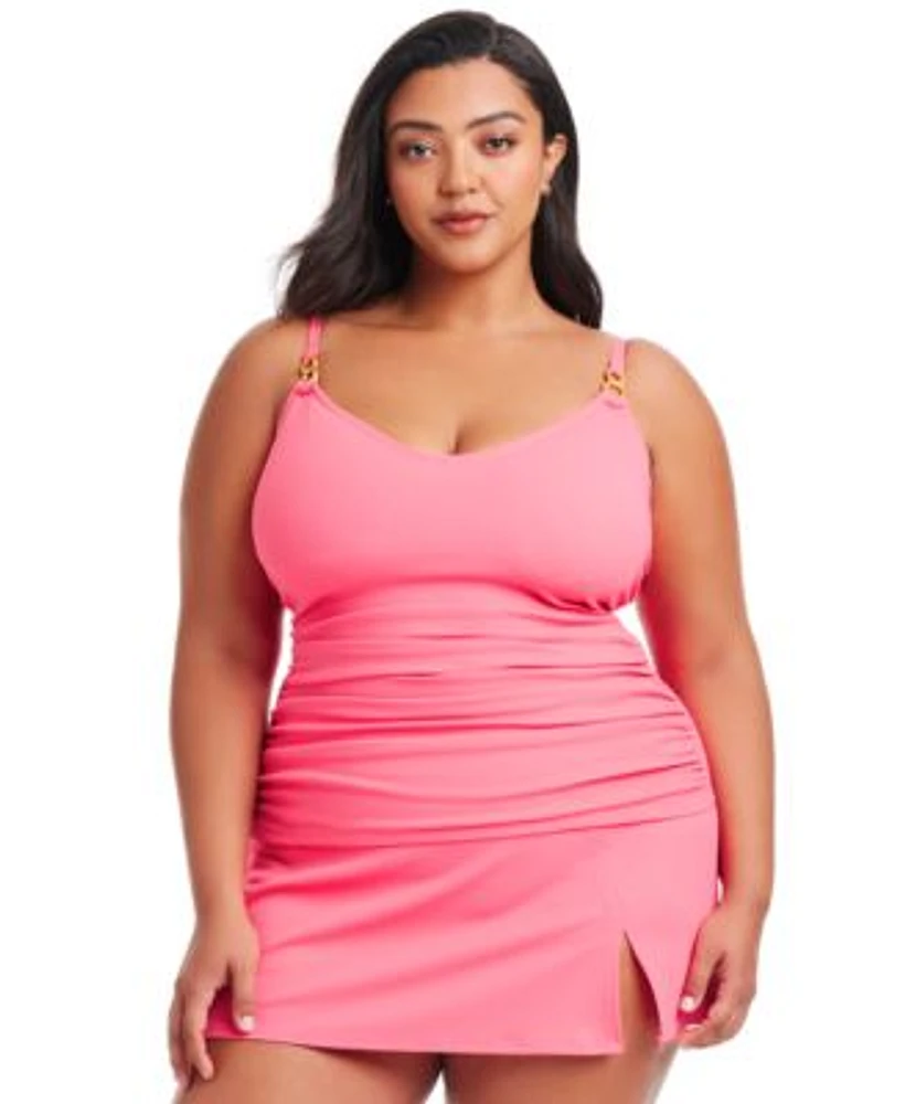 Bleu By Rod Beattie Plus Size Pique Ole Tankini Top Skirted Bottoms