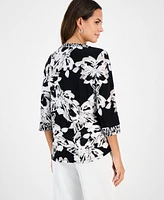 Kasper Women's Printed Twist-Neck Top