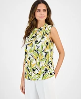 Kasper Women's Printed Sleeveless Keyhole Top