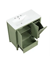 36" Modern Farmhouse Bathroom Vanity with Green Cabinet